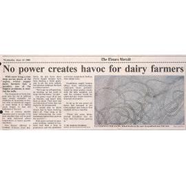 No power creates havoc for dairy farmers