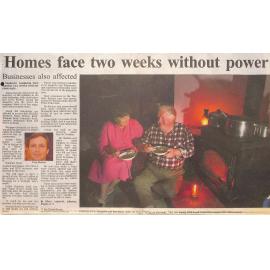 Homes face two weeks without power, Businesses also affected