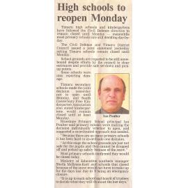 High schools to reopen Monday