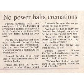 No power halts cremations