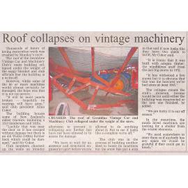 Roof collapses on vintage machinery
