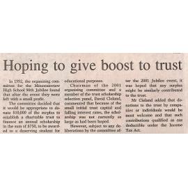 Timaru College/Mountainview High School Jubilee: Hoping to give boost to trust