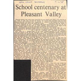 School centenary at Pleasant Valley