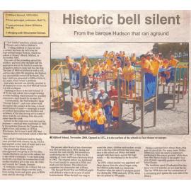 Historic bell silent: From the barque Hudson that ran aground