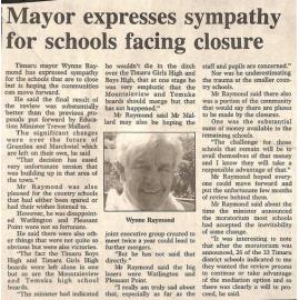 Mayor expresses sympathy for schools facing closure