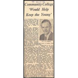 Community College 'Would Help Keep the Young'