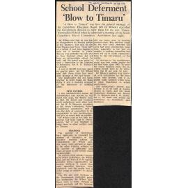 School Deferment 'Blow to Timaru'