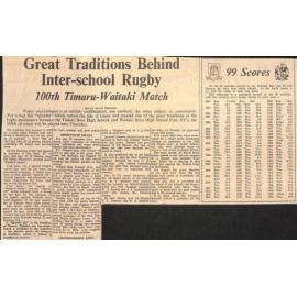 Great Traditions Behind Inter-school Rugby, 100th Timaru-Waitaki Match