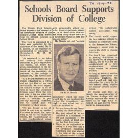 Schools Board Supports Division of College