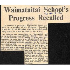 Waimataitai School's Progress Recalled