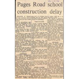 Pages Road school construction delay