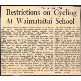 Restrictions on Cycling at Waimataitai School
