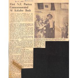 First NZ Poetess Commemorated At Kakahu Bush