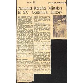 Pamphlet Rectifies Mistakes In SC Centennial History