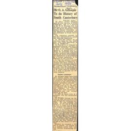 Mr O A Gillespie To do History of South Canterbury