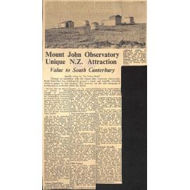 Mount John Observatory Unique NZ Attraction, Value to South Canterbury