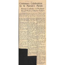 Centenary Celebration In St Patrick's Parish, Roman Catholics in Waimate Recall Work of Marist Fathers