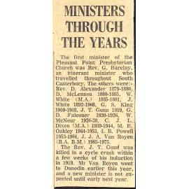 Ministers Through the Years