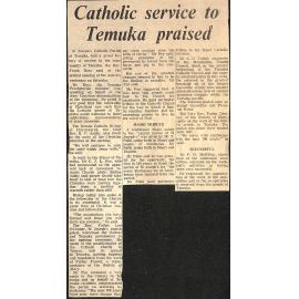 Catholic service to Temuka praised