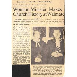 Woman Minister Makes Church History at Waimate