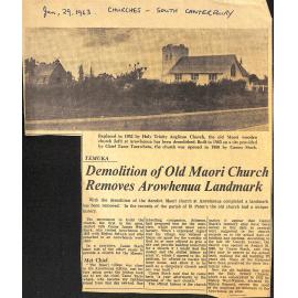 Temuka: Demolition of Old Maori Church Removes Arowhenua Landmark