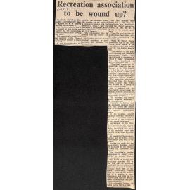Recreation association to be wound up?