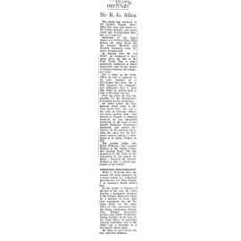 Obituary: Mr R G Allen