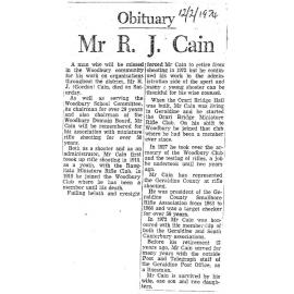 Obituary: Mr R J Cain