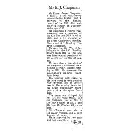 Obituary: Mr E J Chapman 
