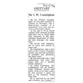 Obituary: Mr I W Cunningham
