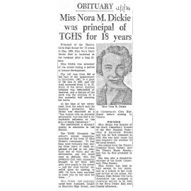 Obituary: Miss Nora M Dickie, Principal of TGHS for 18 years
