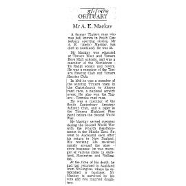 Obituary: Mr A E Mackay