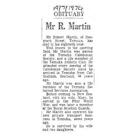 Obituary: Mr R Martin