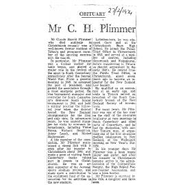 Obituary: Mr C H Plimmer
