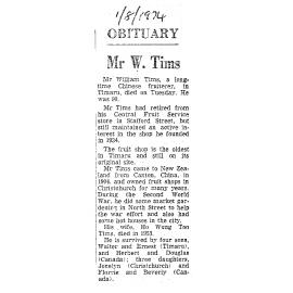Obituary: Mr W Tims