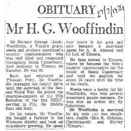 Obituary: Mr H G Wooffindin