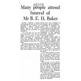 Obituary: Many people attend the funeral of Mr B E H Baker