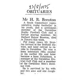 Obituary: Mr H R Brenton