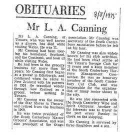 Obituary: Mr L A Canning