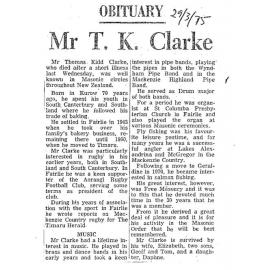 Obituary: Mr T K Clarke