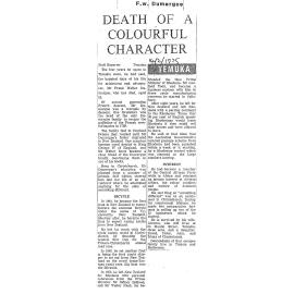 Obituary: F W Dumergue, death of a colourful character