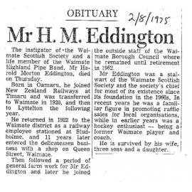 Obituary: Mr H M Eddington