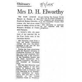 Obituary: Mrs D H Elworthy