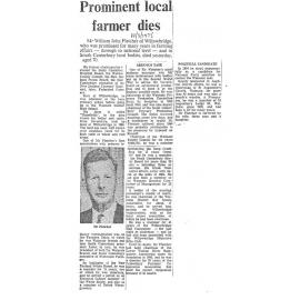 Obituary: Mr William John Fletcher, Prominent local farmer dies