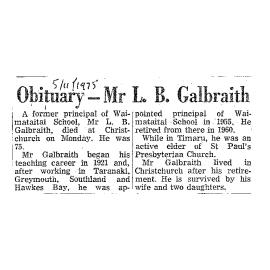 Obituary: Mr L B Galbraith