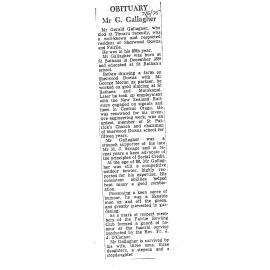 Obituary: Mr G Gallagher