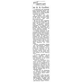 Obituary: Mr D B Gardiner