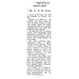 Obituary: Mr A O R Gray