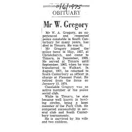 Obituary: Mr W Gregory