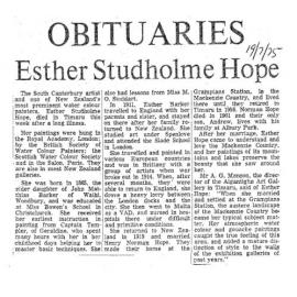 Obituary: Esther Studholme Hope